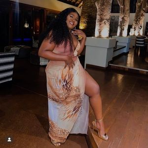 TAN VERSAILLES SWEETHEART MAXI SKIRT SET